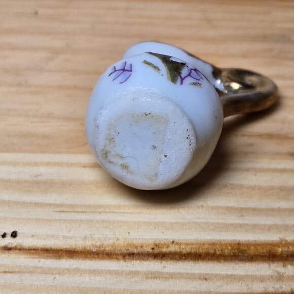 Vintage Porcelain Floral Print Miniature Creamer Pitcher - Picture 5 of 5